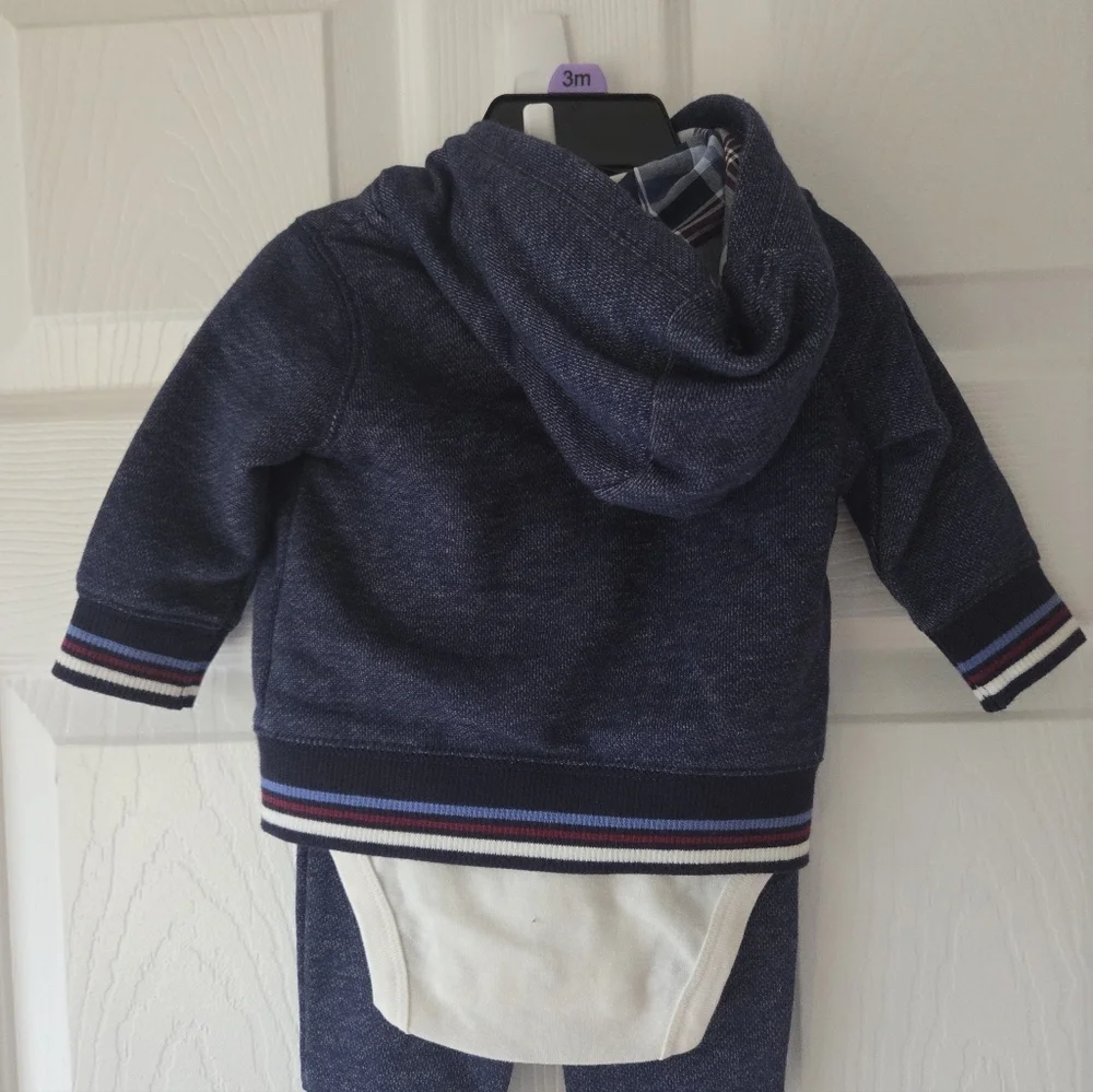 Carter's Baby 3 Month Set 3pc Hoodie, Pants, Bodysuit 'Hunk' Dog NWT Navy